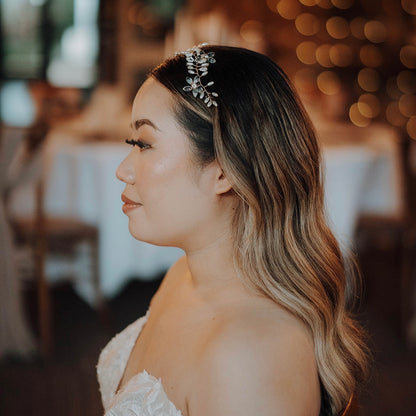 Oval Seed Bead and Crystal Delicate Petite Hair Vine for Wedding