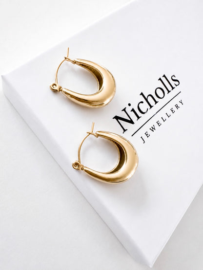 Gold Teardrop Hoop Earrings | Stainless Steel Everyday Earrings
