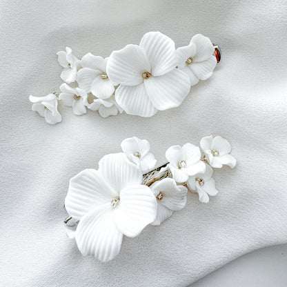 Porcelain Bouquet Flower Wedding Bridal Hair Clips x 2
