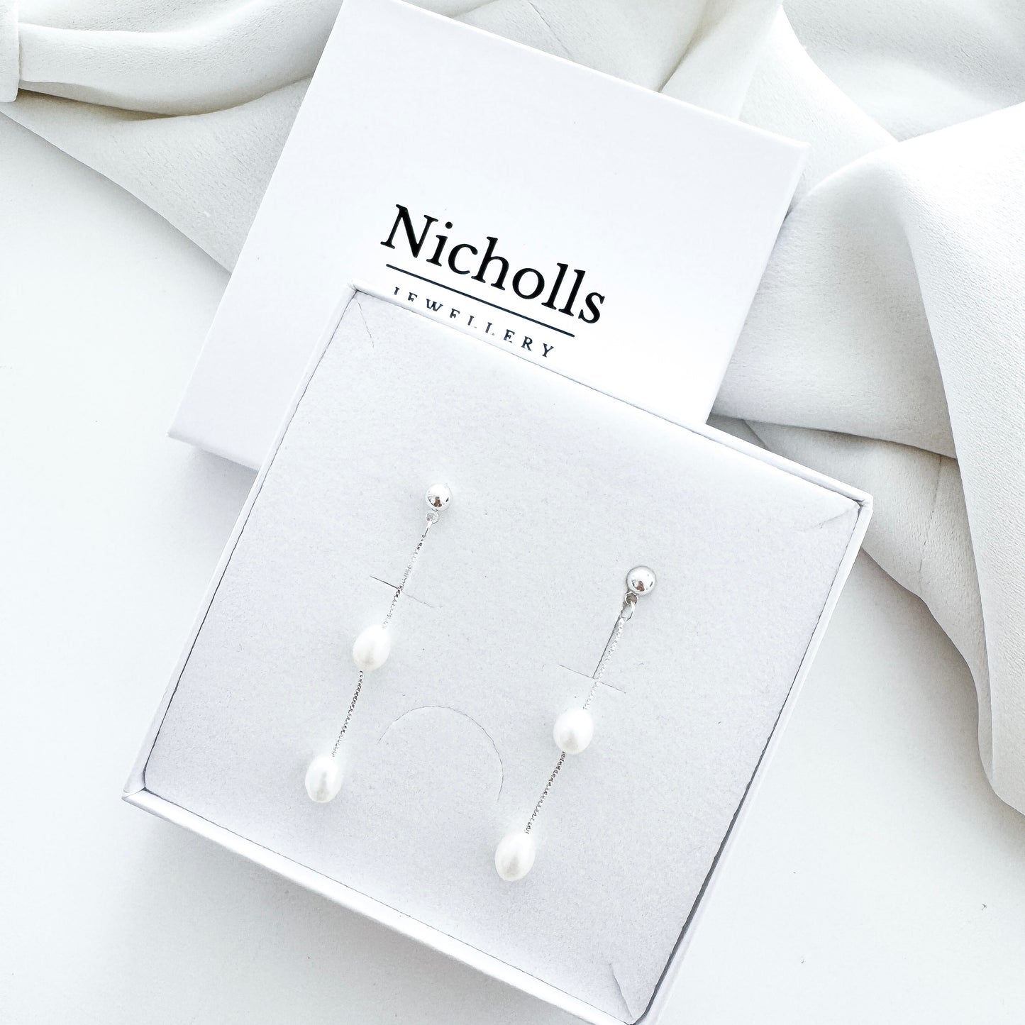 Dainty Silver Freshwater Pearl Drop Earrings - Special Occasion Earrings