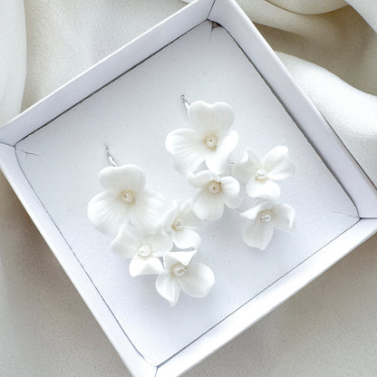 Porcelain Flower Hook Bridal Earrings