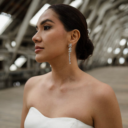 Sparkly Cubic Zirconia Crystal Long Drop Earrings – Bridal, Party & Christmas Glamour