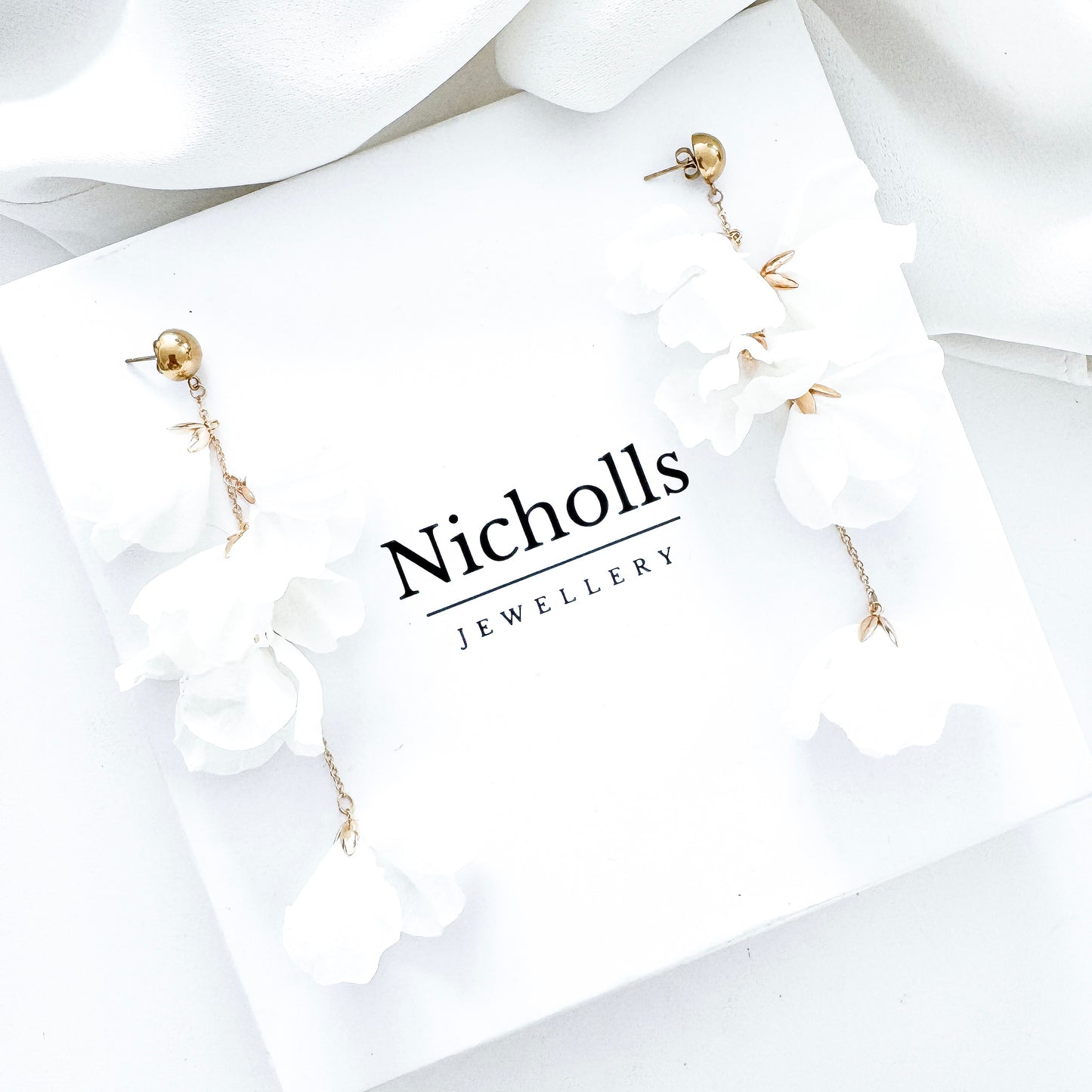 White Fresh Soft Petal Flower Earrings