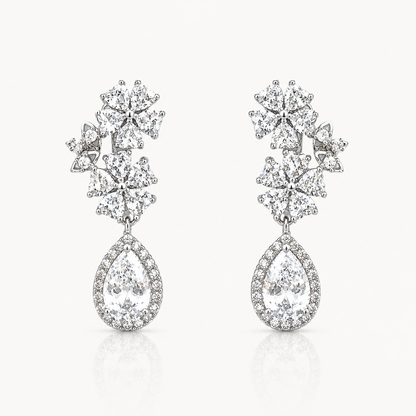 Cubic Zirconia Flower Drop Earrings – Bridal & Occasion Statement Earrings