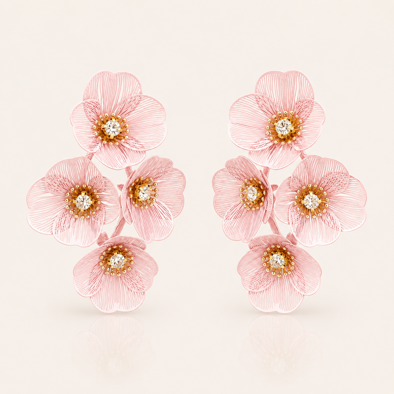 Large Statement Oh Baby Pink Flower Earrings