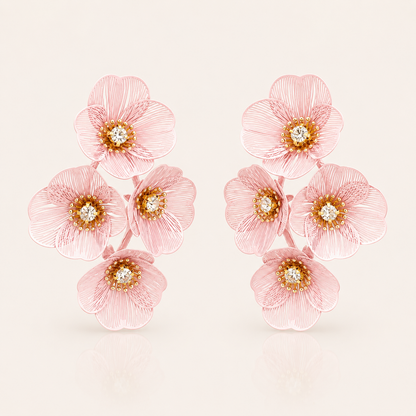 Large Statement Oh Baby Pink Flower Earrings