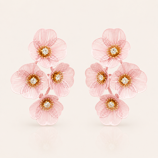 Large Statement Oh Baby Pink Flower Earrings