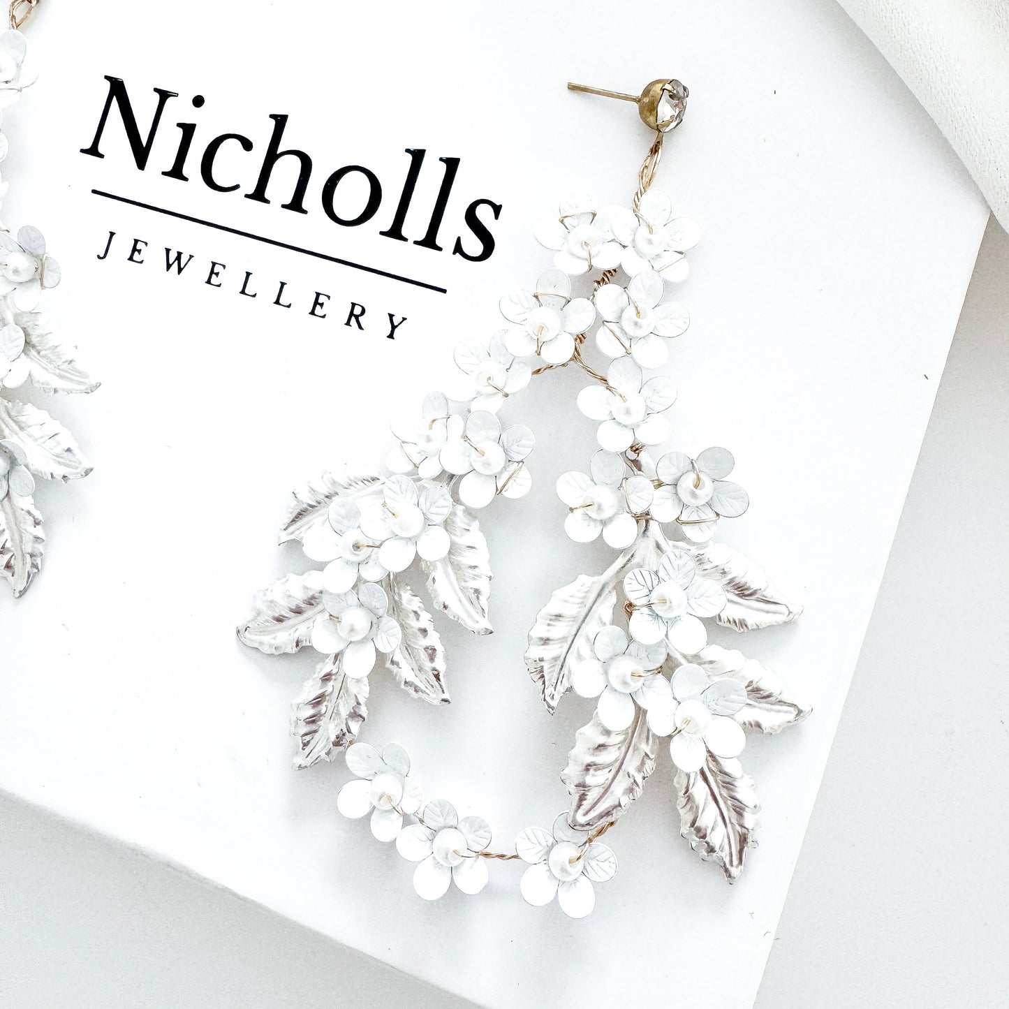 Petite Flower Floral Statement Hoop Earrings | Contemporary Bridal Earrings