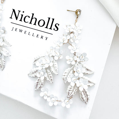 Petite Flower Floral Statement Hoop Earrings | Contemporary Bridal Earrings