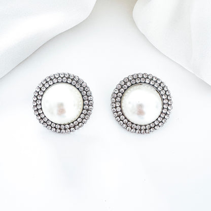 Pearl Silver Statement Stud Earrings | Bridal, Prom & Occasion Earrings