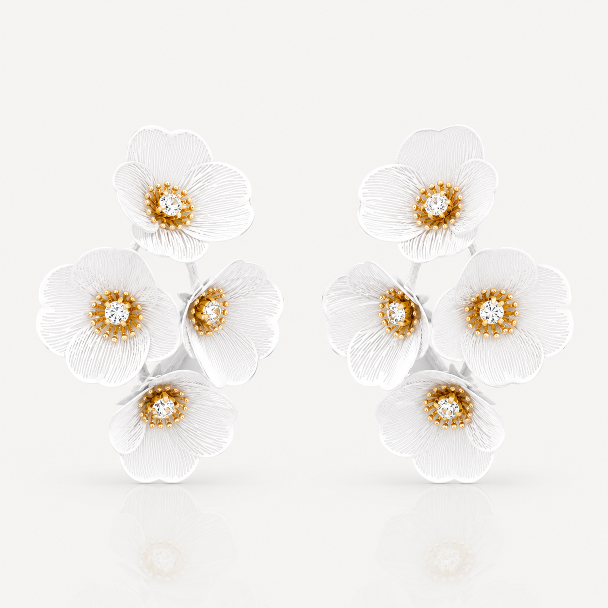 Large Statement White Flower Earrings