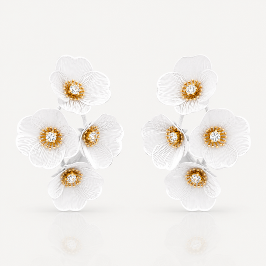 Large Statement White Flower Earrings