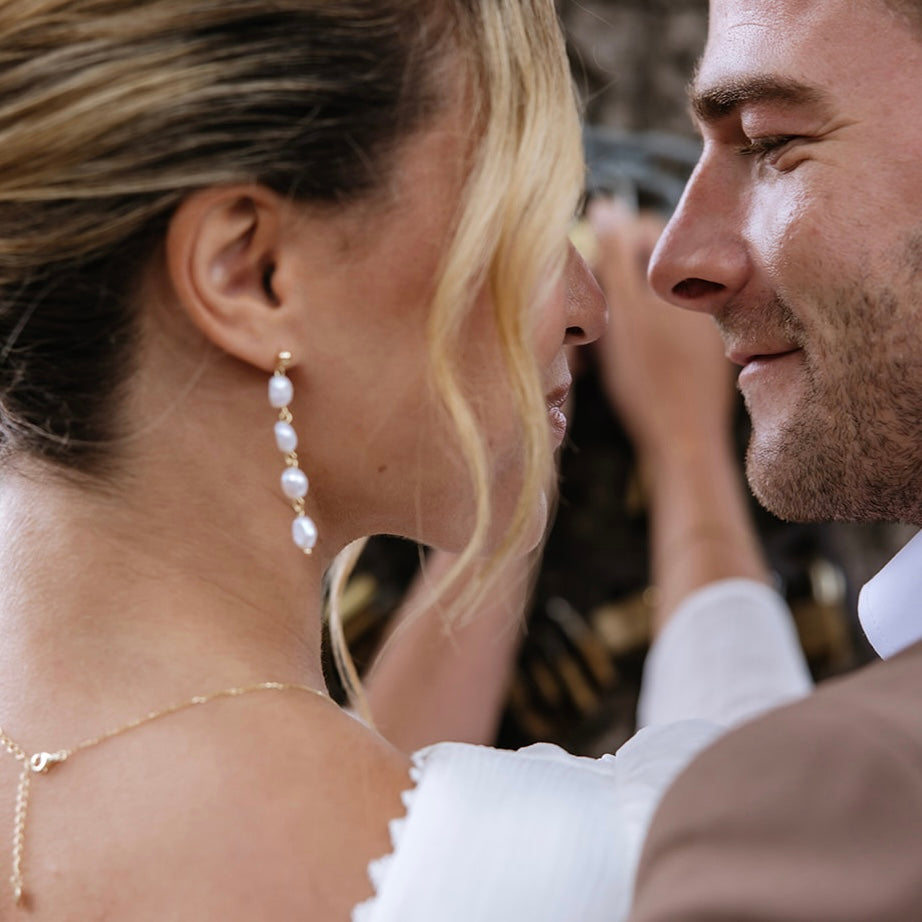 14k Gold Plated, Freshwater Pearl Drop Earrings – Gold Dainty Bridal & Christmas Jewellery | Elegant Handmade Gift for Her