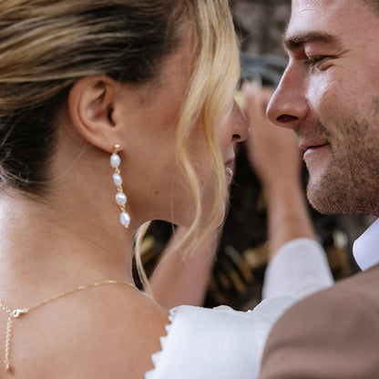 14k Gold Plated, Freshwater Pearl Drop Earrings – Gold Dainty Bridal & Christmas Jewellery | Elegant Handmade Gift for Her