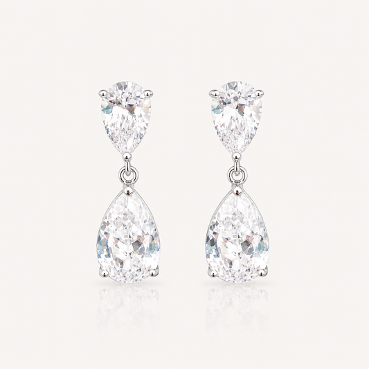 Double Teardrop Crystal Earrings