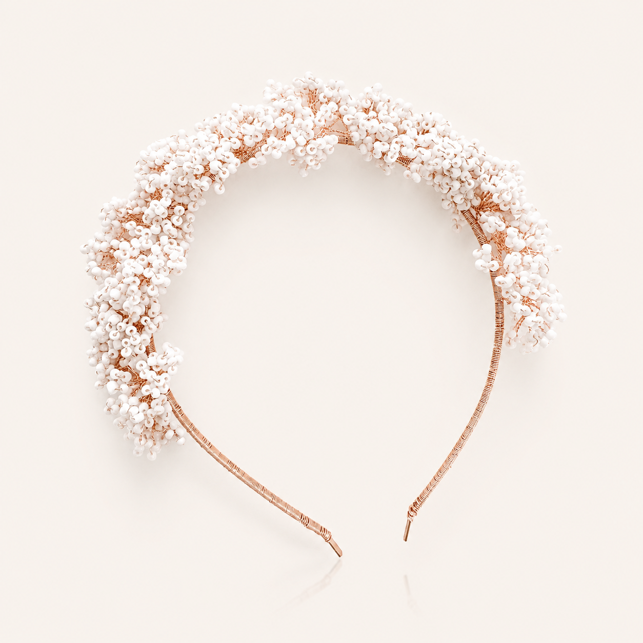 Handmade Boho Bridal Headpiece | White Seed Bead Wedding Hair Accessory