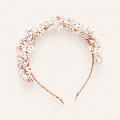 Handmade Boho Bridal Headpiece | White Seed Bead Wedding Hair Accessory