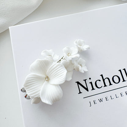 Porcelain Bouquet Flower Wedding Bridal Hair Clips x 2