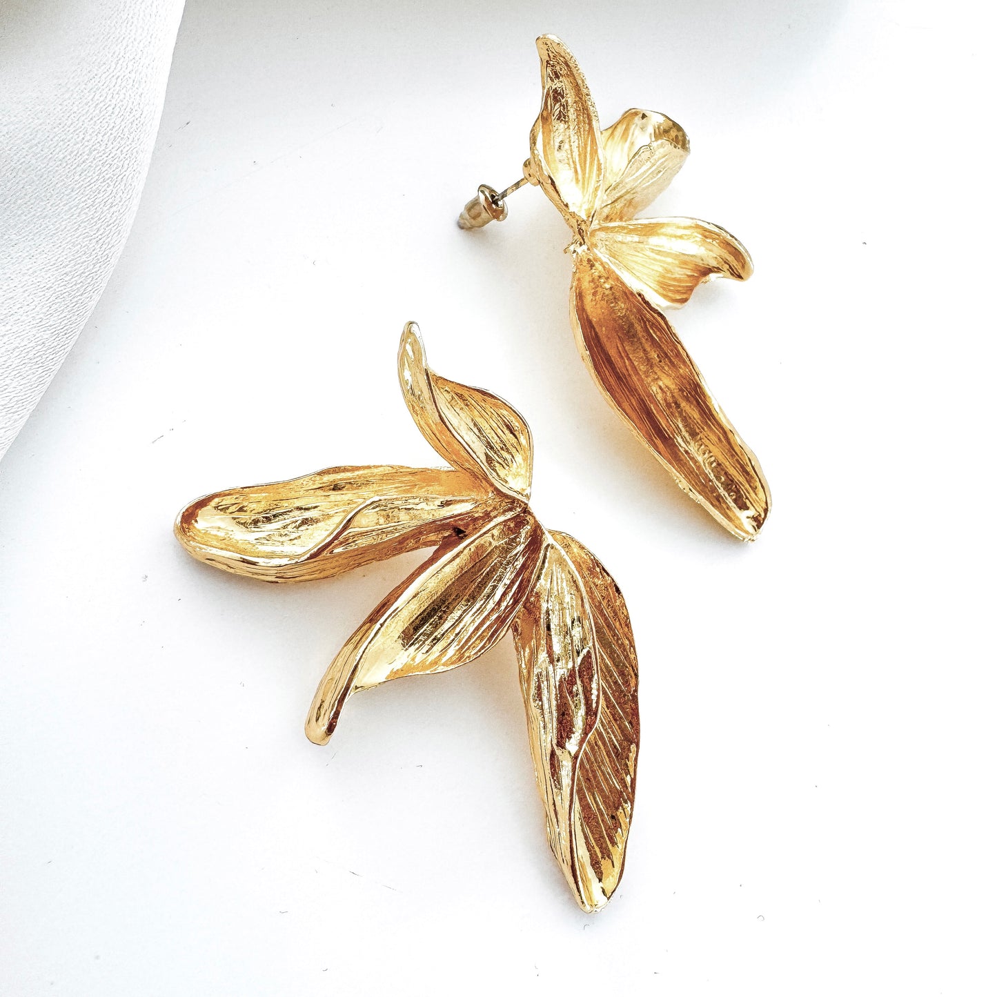 Gold Petal Statement Earrings – Bird of Paradise Inspired Summer Earrings