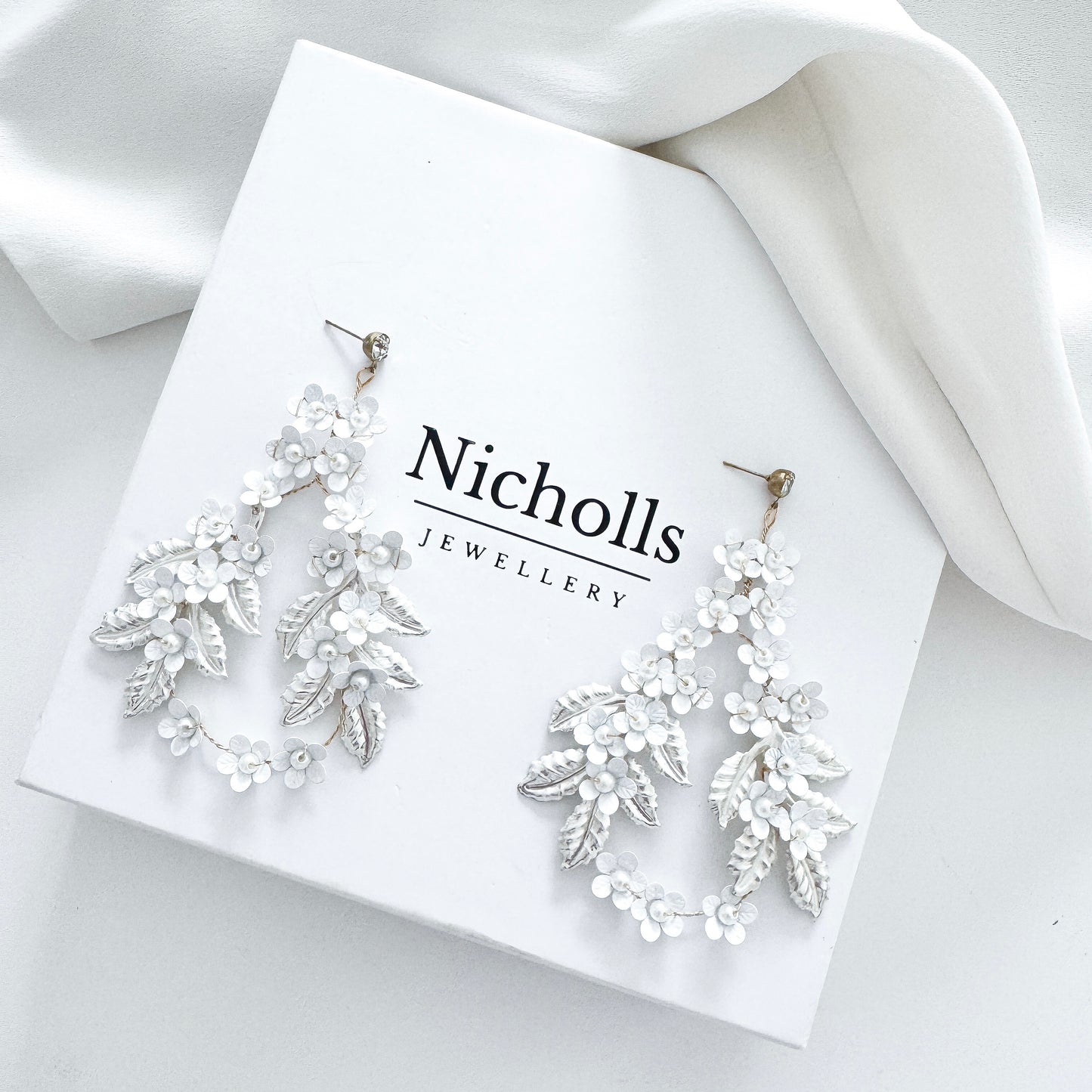 Petite Flower Floral Statement Hoop Earrings | Contemporary Bridal Earrings