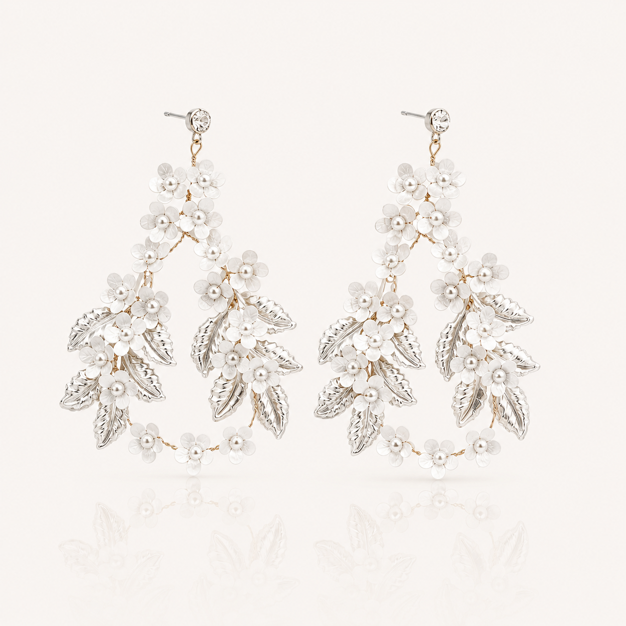 Petite Flower Floral Statement Hoop Earrings | Contemporary Bridal Earrings