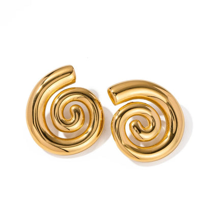 Spiral Gold Statement Earrings