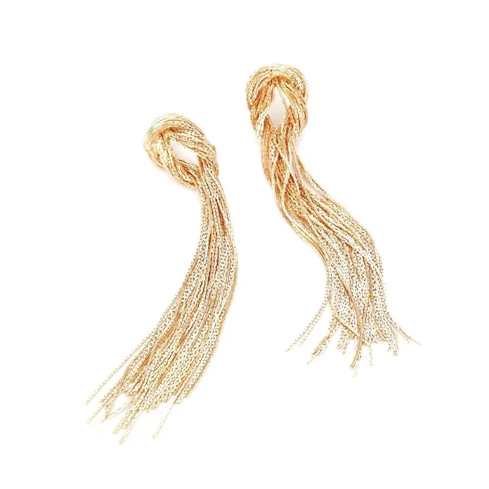 Knot Tassel Gold Earrings