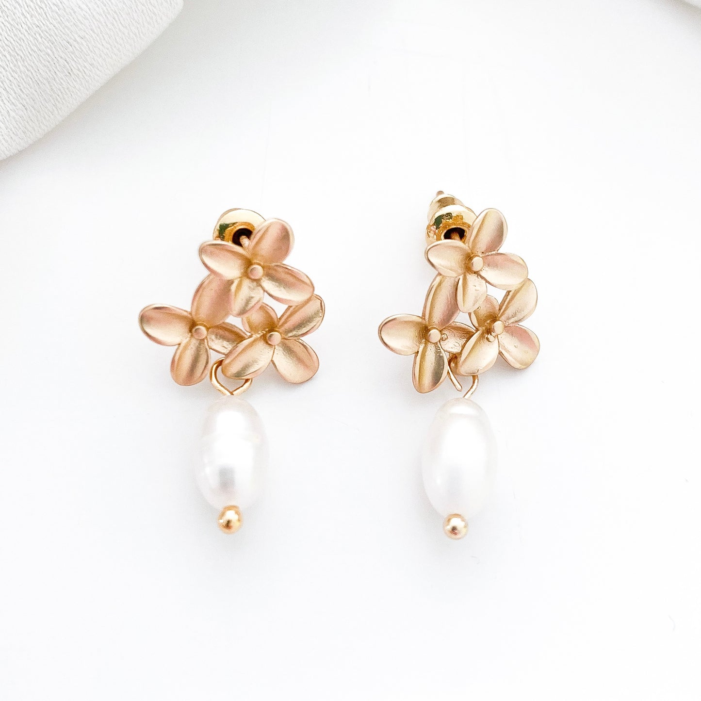3 Gold Daisy Petite Pearl Earrings