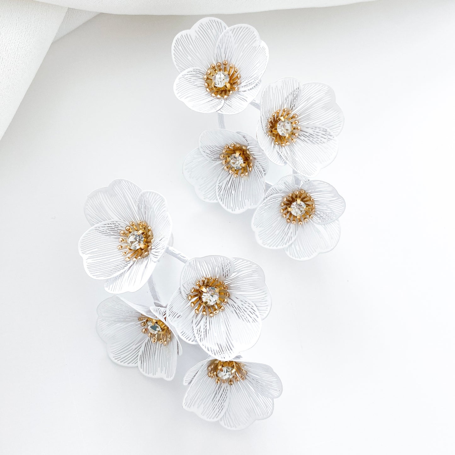 Large Statement White Flower Earrings