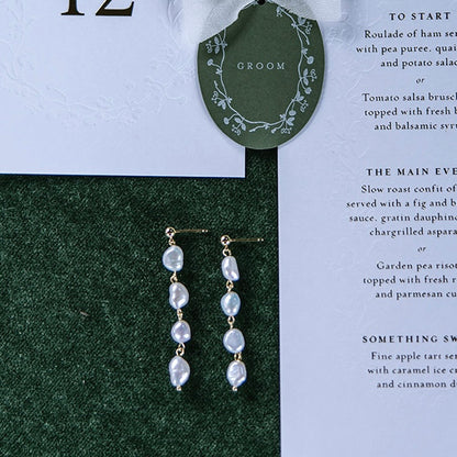 14k Gold Plated, Freshwater Pearl Drop Earrings – Gold Dainty Bridal & Christmas Jewellery | Elegant Handmade Gift for Her