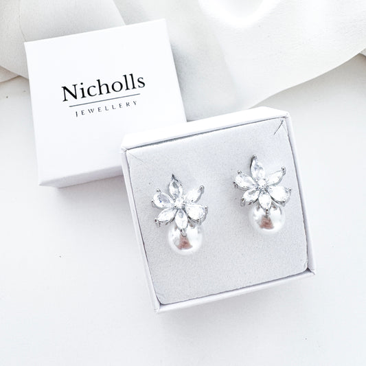 Bonita Pearl & Crystal Earrings