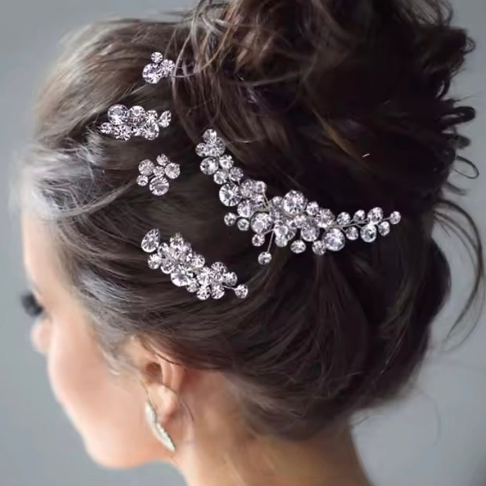 Bridal Rhinestone Hair Comb & Pins Set – Glamorous Wedding Hair Accessories