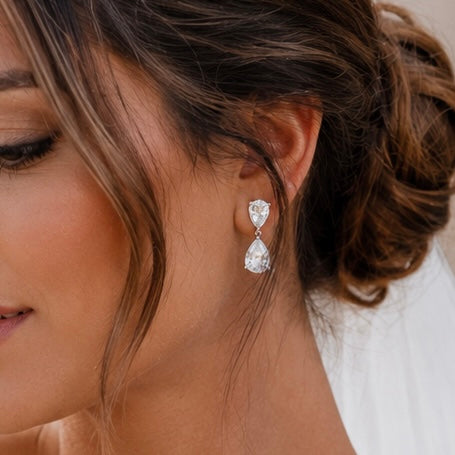 Double Teardrop Crystal Earrings
