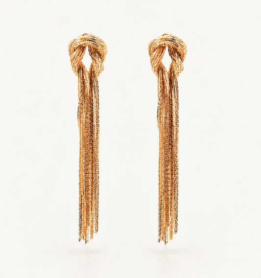 Knot Tassel Gold Earrings