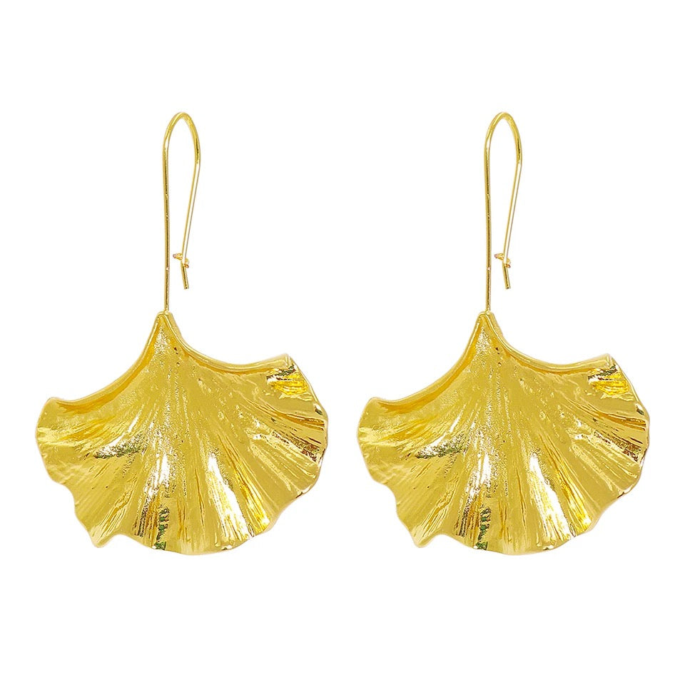 Drop Fan Gold Leaf Earrings