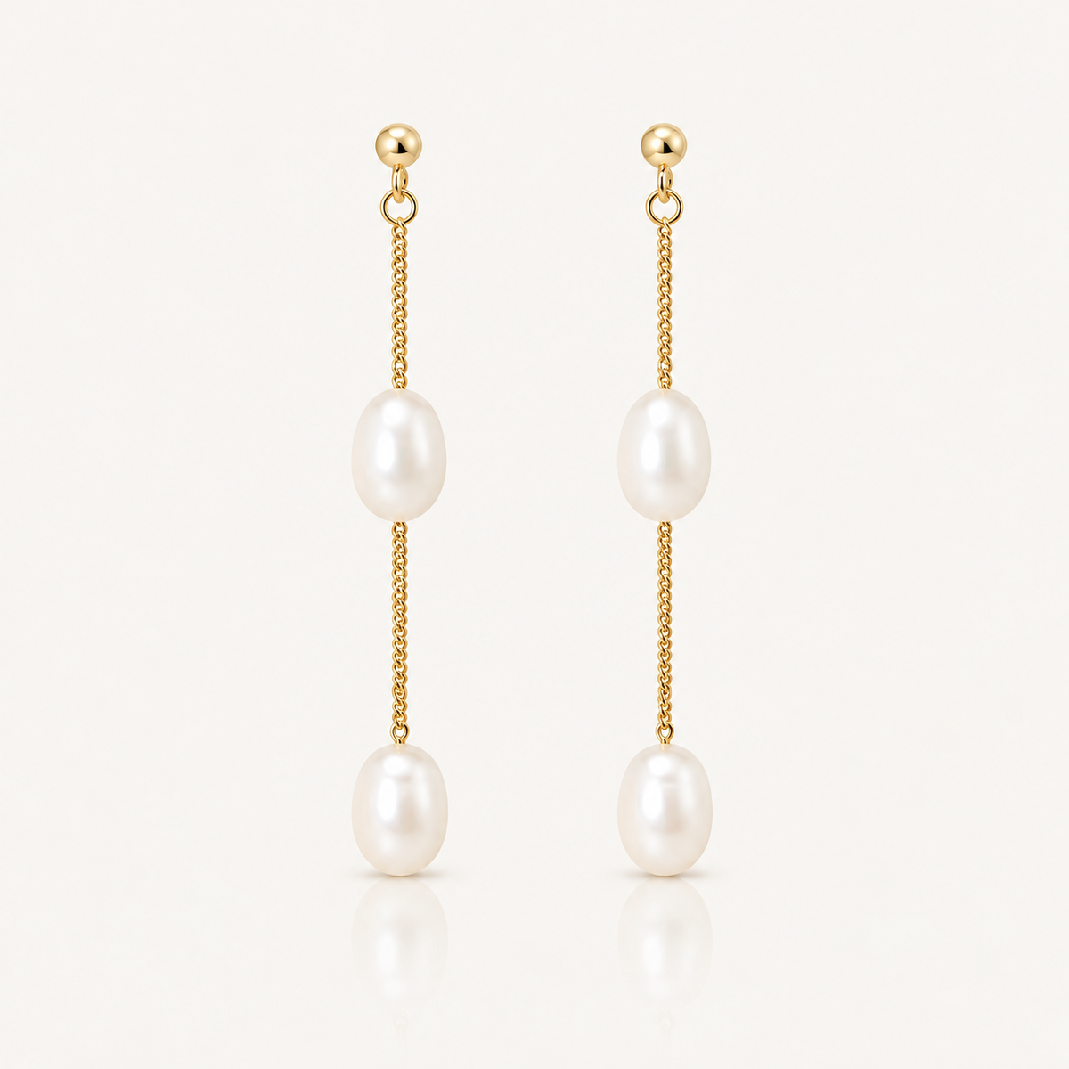 Dainty Gold Freshwater Pearl Drop Earrings