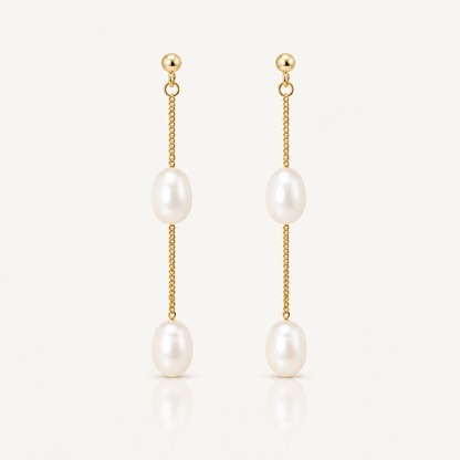 Dainty Gold Freshwater Pearl Drop Earrings