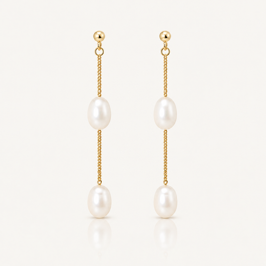 Dainty Gold Freshwater Pearl Drop Earrings