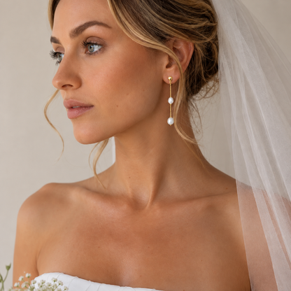 Dainty Gold Freshwater Pearl Drop Earrings