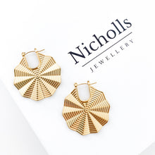 Load image into Gallery viewer, Boho Charm Fan Gold Earrings
