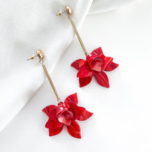 Load image into Gallery viewer, Francoise Red Flower Earrings
