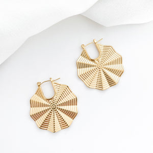 Boho Charm Fan Gold Earrings