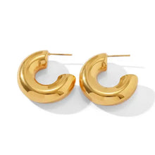 Load image into Gallery viewer, Chunky Gold Open Back Hoops

