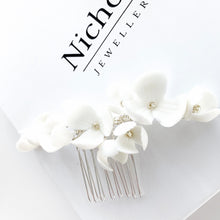 Load image into Gallery viewer, Magnolia Porcelain Earrings and Hair Comb Set
