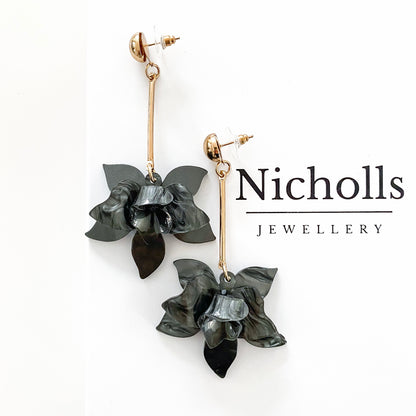 Francoise Black Flower Earrings