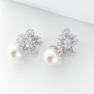 Snowflake Drop Pearl Earrings