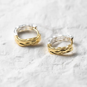 Reversible Gold and Silver Textured Earrings