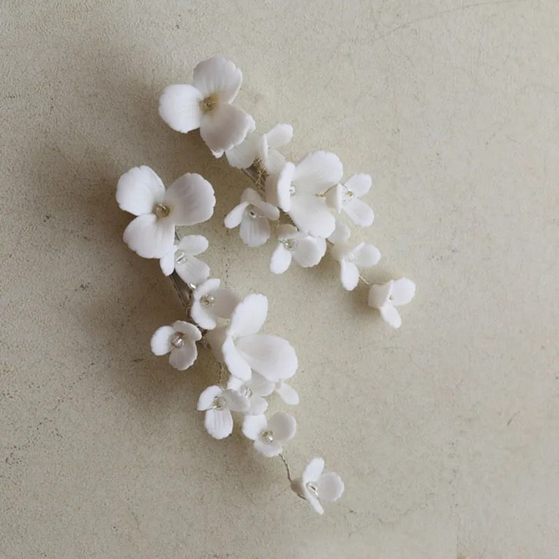 Blossom Flower Porcelain Hair Clips