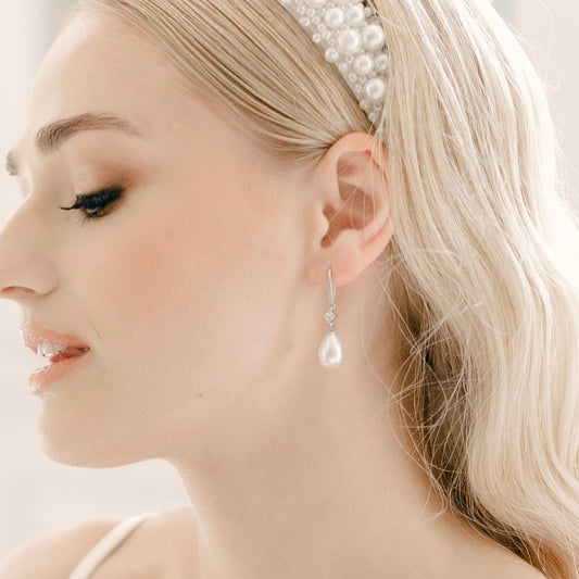 Pearl Drop and Crystal Hook Earrings