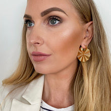Load image into Gallery viewer, Boho Charm Fan Gold Earrings
